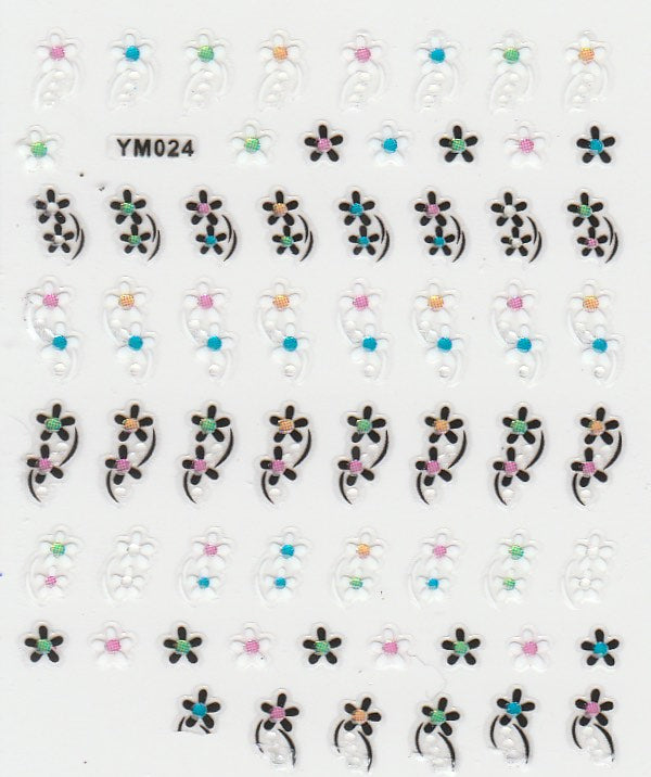 3D Self-Adhesive Nail Art Stickers - Colorful Design YM024