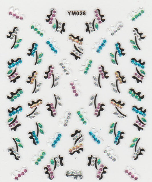 3D Self-Adhesive Nail Art Stickers - Colorful Design YM028