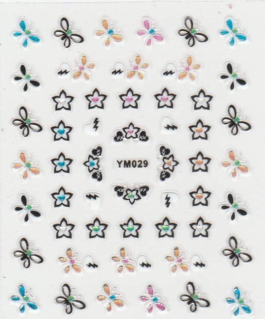 3D Self-Adhesive Nail Art Stickers - Colorful Design YM029