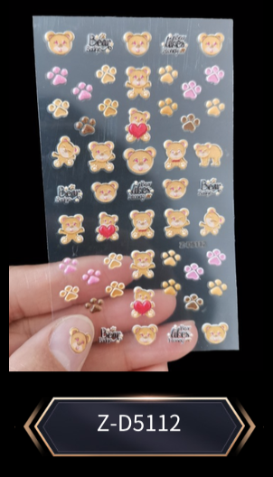 5D Self-Adhesive Nail Art Stickers - Teddy D5112