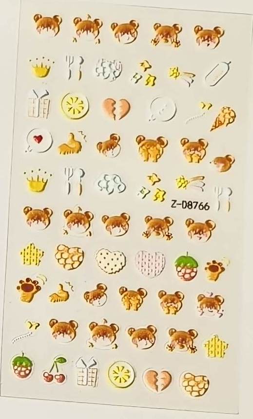 5D Self-Adhesive Nail Art Stickers - Teddy D8766