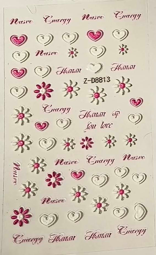 5D Self-Adhesive Nail Art Stickers - Hearts D8813