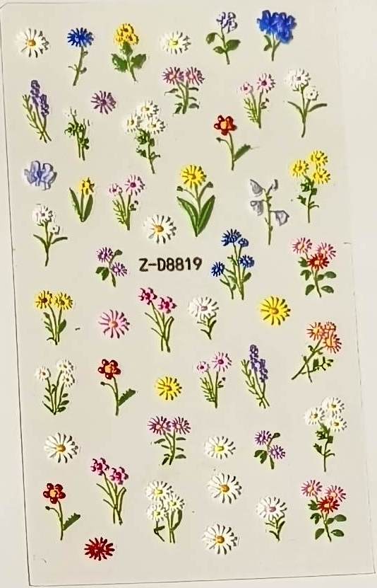 5D Self-Adhesive Nail Art Stickers - Flowers D8819
