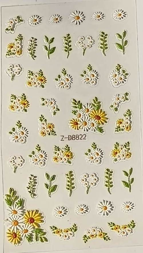 5D Self-Adhesive Nail Art Stickers - Flowers D8822