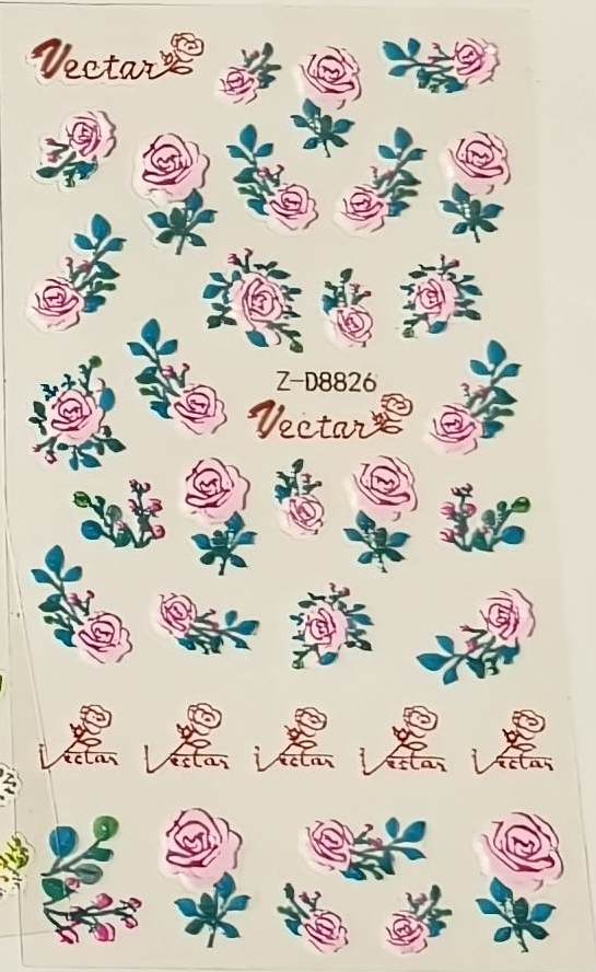 5D Self-Adhesive Nail Art Stickers - Roses D8826