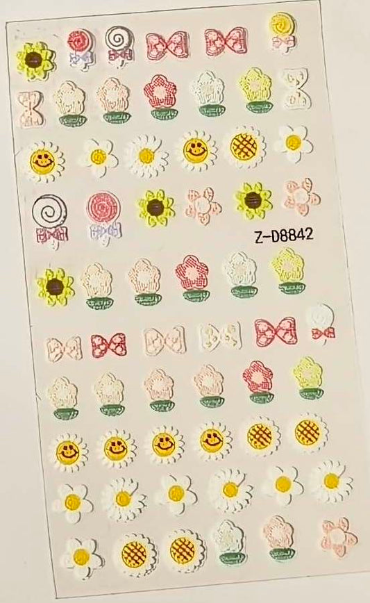 5D Self-Adhesive Nail Art Stickers - Flowers D8842