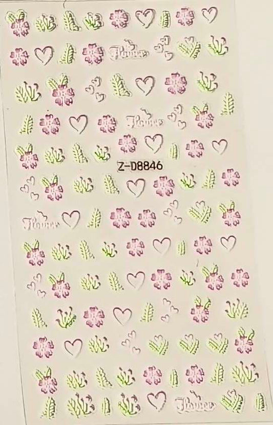 5D Self-Adhesive Nail Art Stickers - Flowers D8846