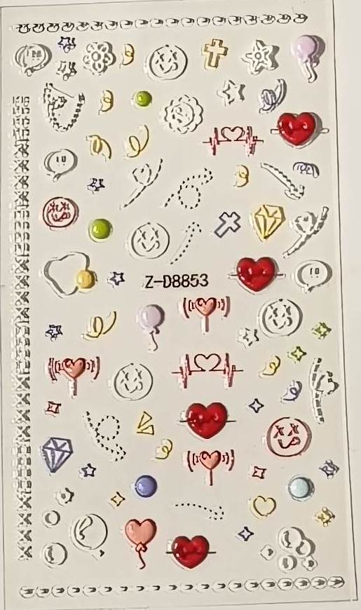 5D Self-Adhesive Nail Art Stickers - Heart D8853