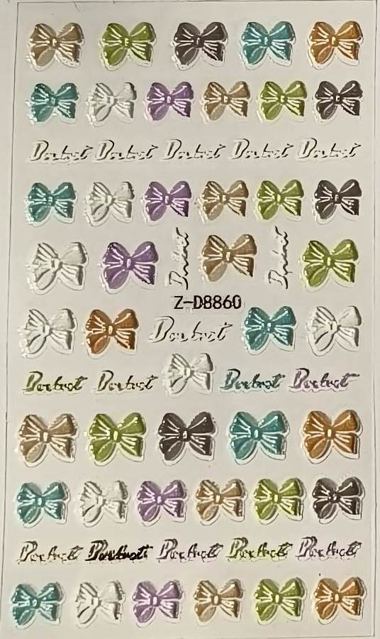 5D Self-Adhesive Nail Art Stickers - Bowtie D8860