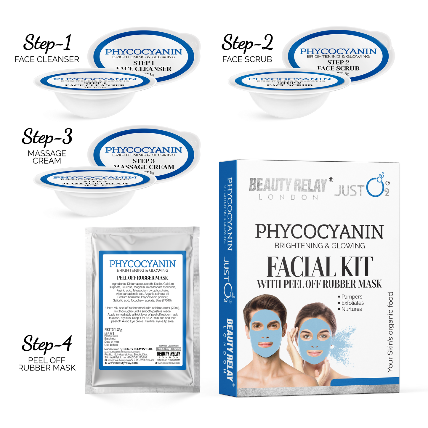 Phycocyanin Facial Kit With Peel-Off Rubber Mask