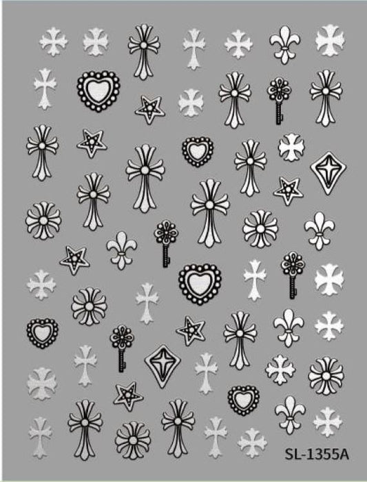 5D Self-Adhesive Nail Art Stickers - Cross 1355