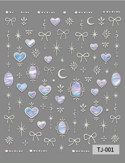 5D Self-Adhesive Nail Art Stickers - Heart 001