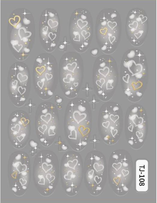 5D Self-Adhesive Nail Art Stickers - Heart 108