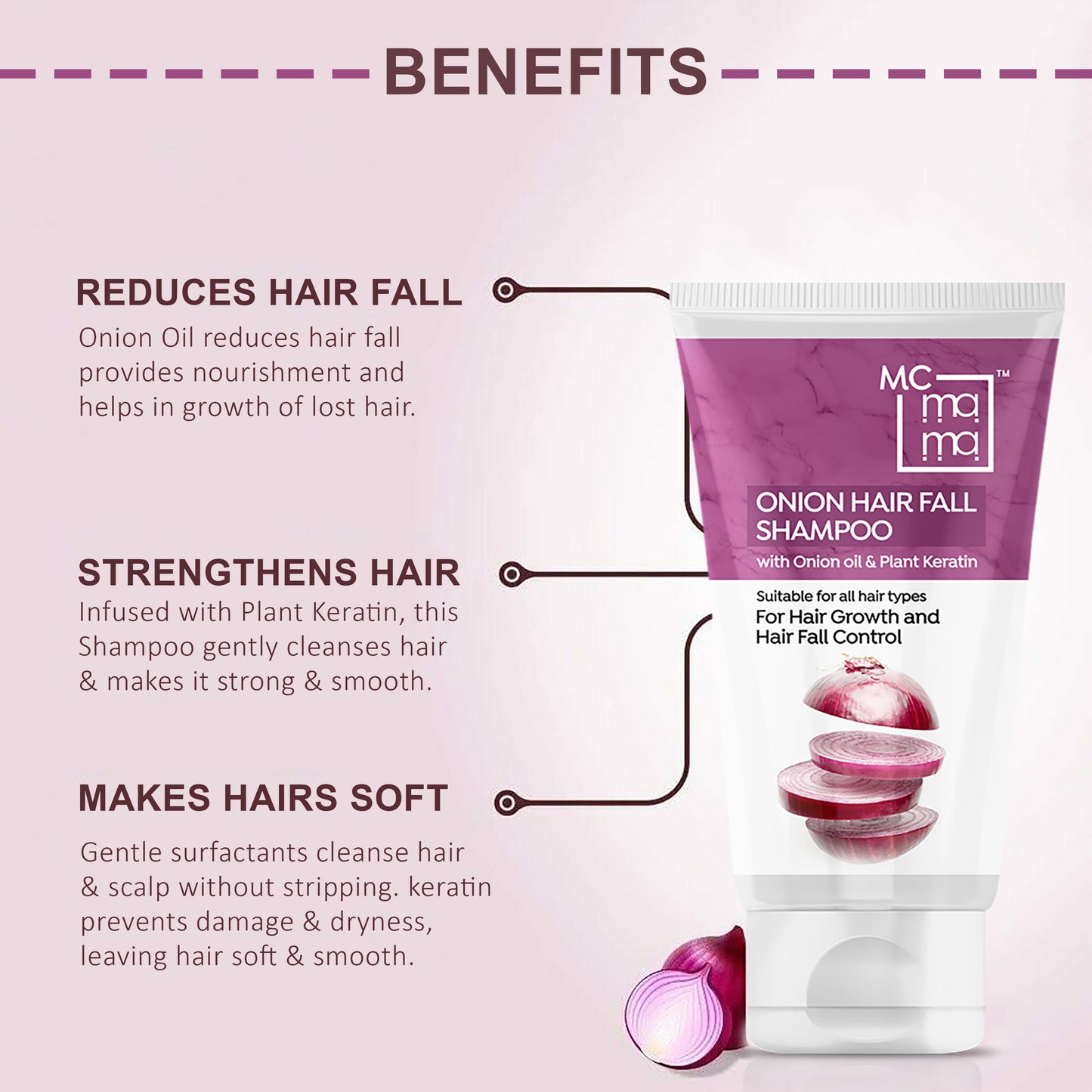 Onion Hair Fall Shampoo for Hair Growth & Hair Fall Control, with Onion Oil & Plant Keratin 200ml