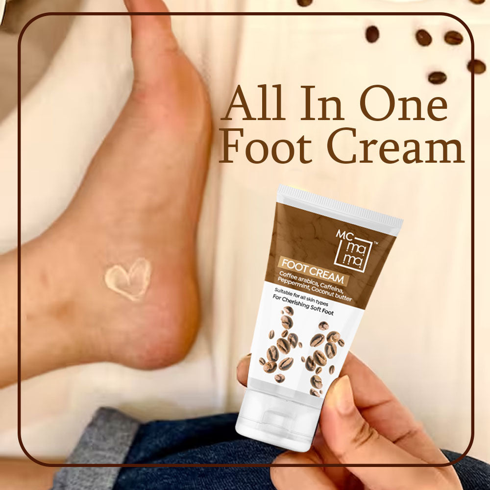 Foot Cream For Dry & Cracked Feet, Moisturizes & Soothes Feet, Heel Repair, For Calloused, or Chapped Skin With Benefits of Coffee Arabica,Peppermint,Coconut Butter | 60g