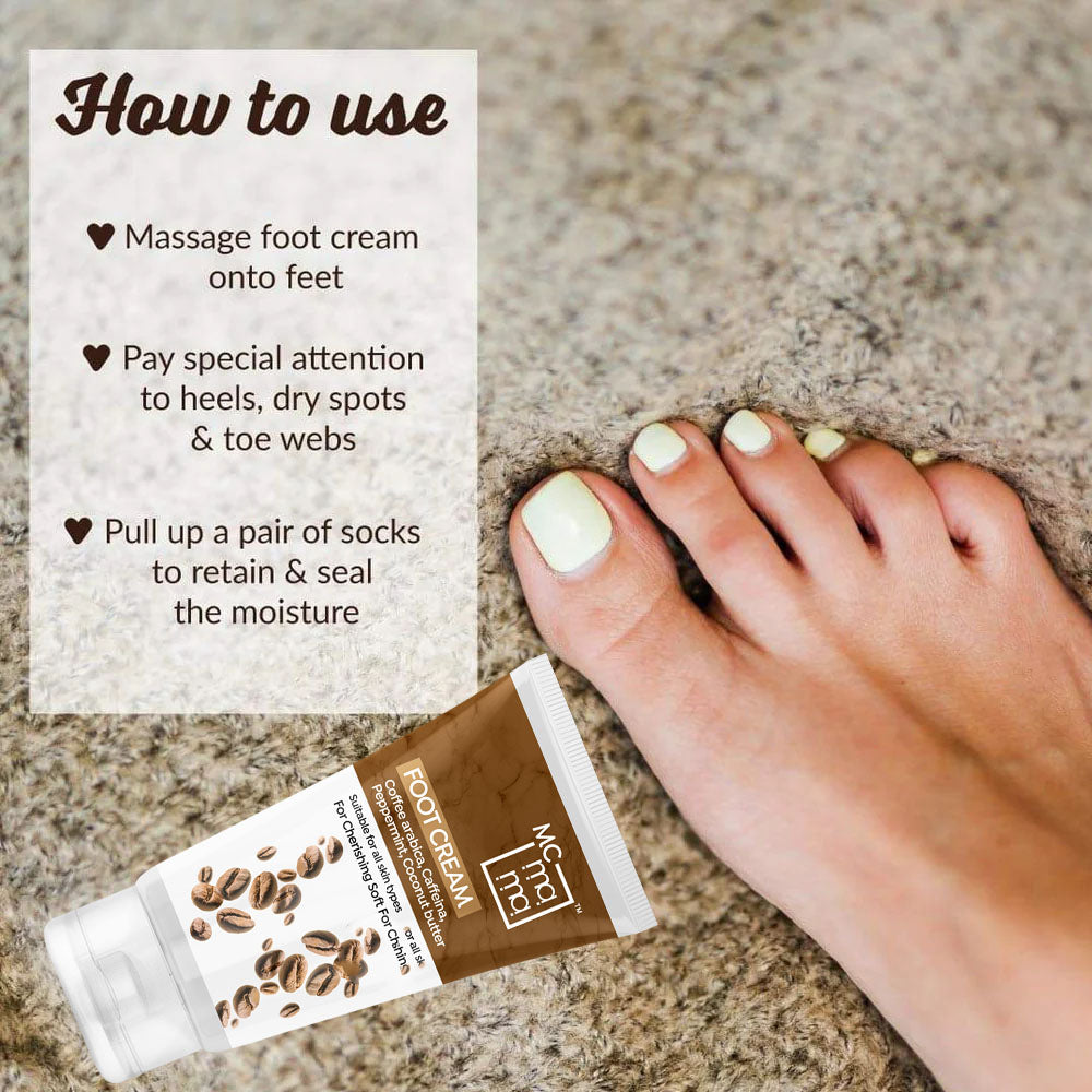 Foot Cream For Dry & Cracked Feet, Moisturizes & Soothes Feet, Heel Repair, For Calloused, or Chapped Skin With Benefits of Coffee Arabica,Peppermint,Coconut Butter | 60g