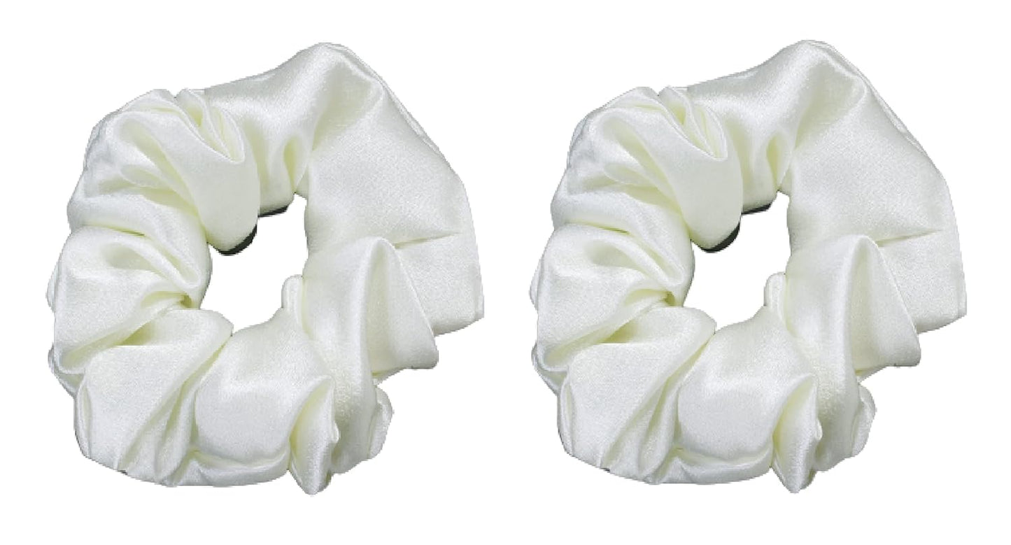 Satin Scrunchies - Set of 2 - Black & White