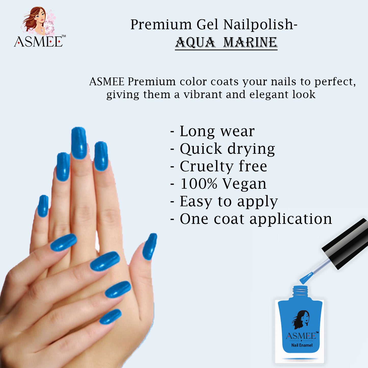 Asmee Premium Gel Nail Polish - Aqua Marin