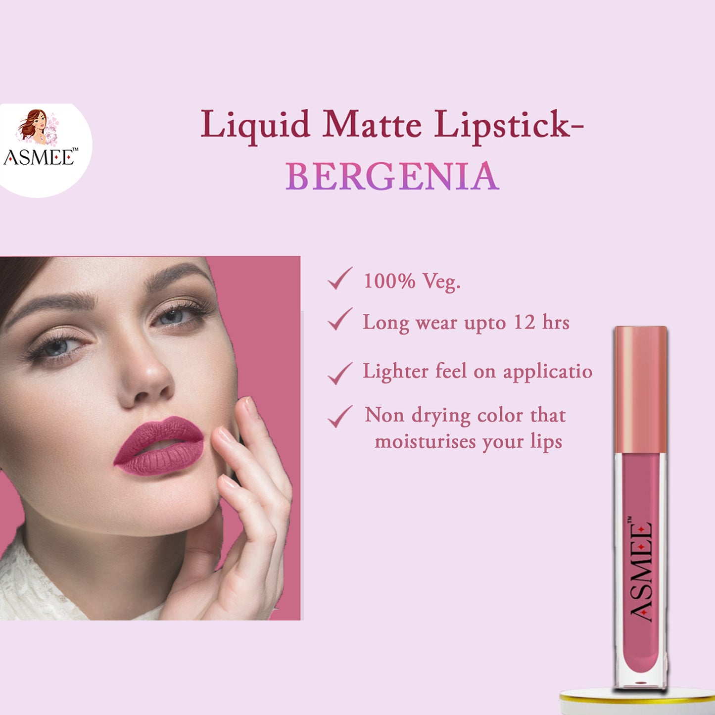 Asmee Liquid Matte lipstick - Bergenia
