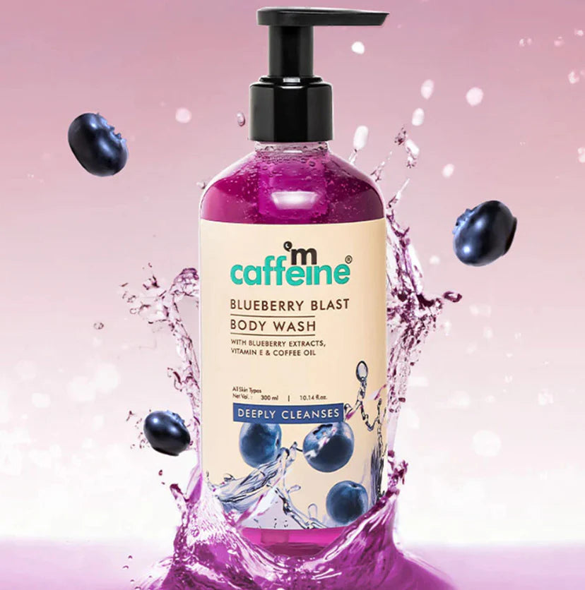 mCaffeine Blueberry Blast Body Wash with Fruity Fresh Blueberry Aroma, Deep Cleansing for Soft Skin - ( Pack of 2 )