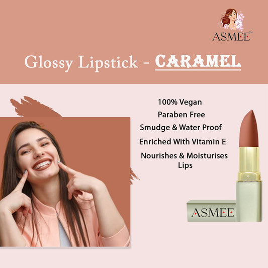 Asmee Glossy Lipstick - Caramel
