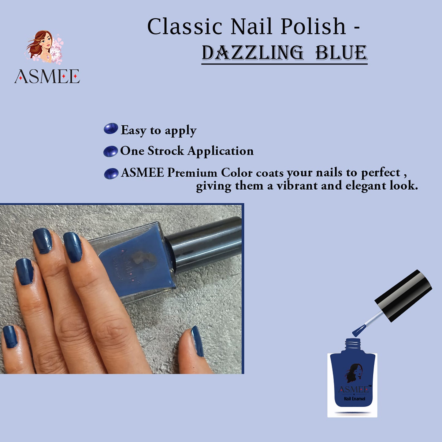 Asmee Classic Nail Polish - Dazzling Blue