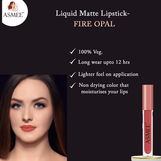 Asmee Liquid Lipstick -Fire Opal  &  Get Glossy  Lipstick-Mulberry  Free