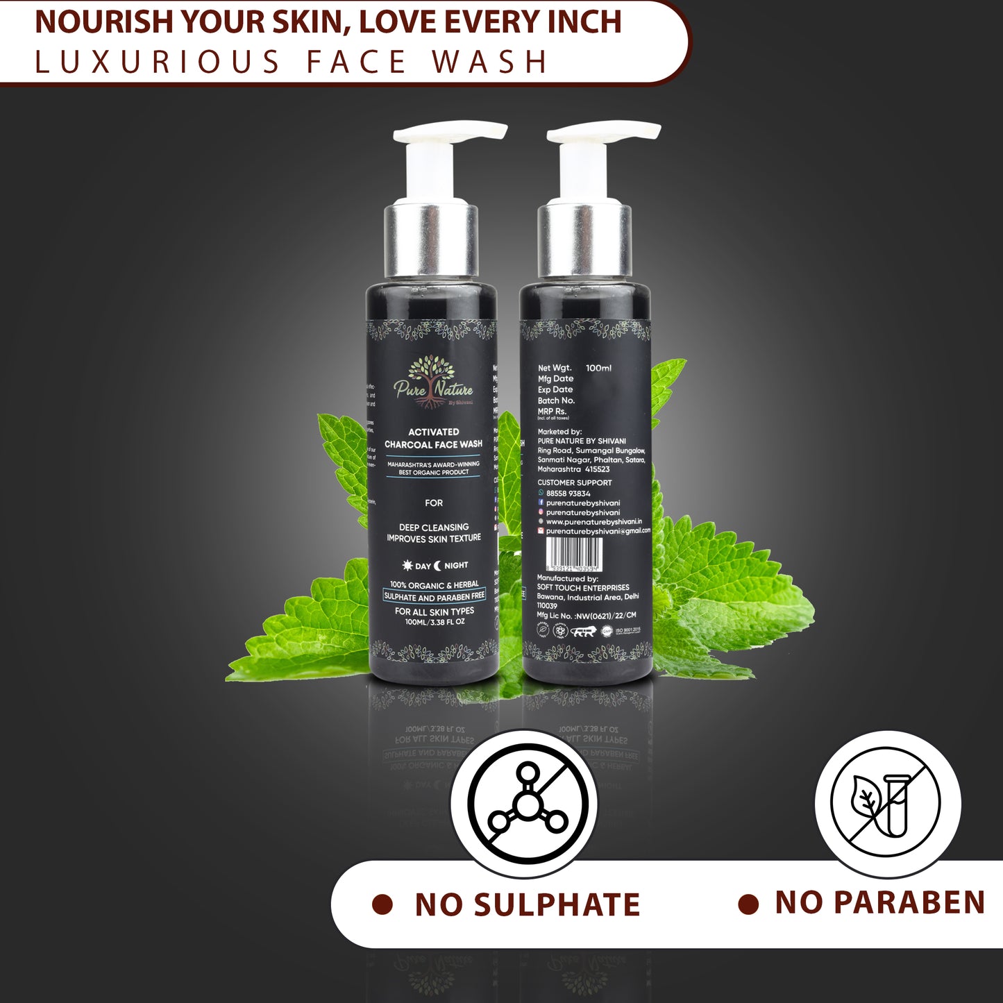 Pure Nature Activated Charcoal Face Wash