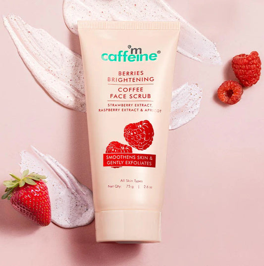 mCaffeine Berries Brightening Coffee Face Scrub for Glow | Exfoliating & Tan Removal Scrub