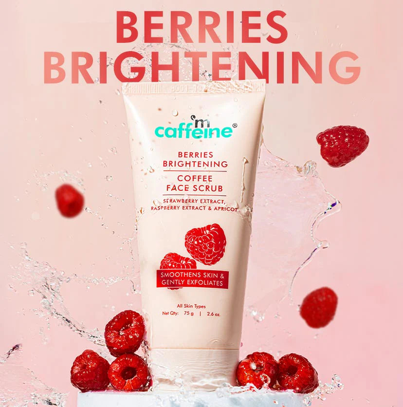 mCaffeine Berries Brightening Coffee Face Scrub for Glow | Exfoliating & Tan Removal Scrub