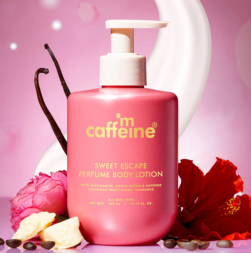 mCaffeine Sweet Escape Perfume Body Lotion with Niacinamide & Cocoa Butter| Fruity-Floral Fragrance