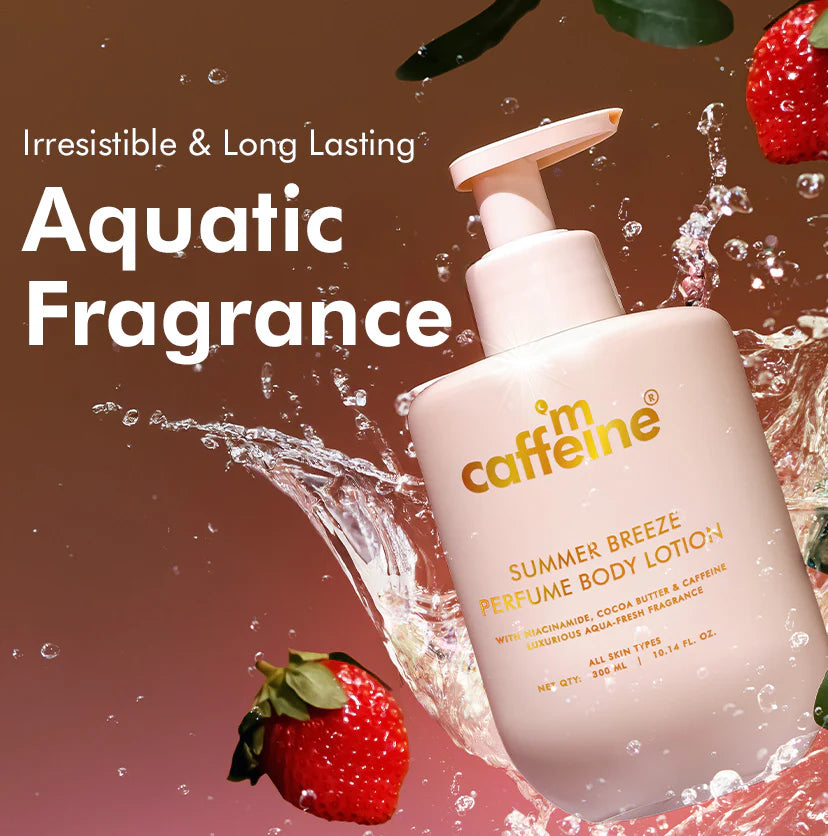 mCaffeine Summer Breeze Perfume Body Lotion with Niacinamide & Cocoa Butter |Fresh Aquatic Fragrance