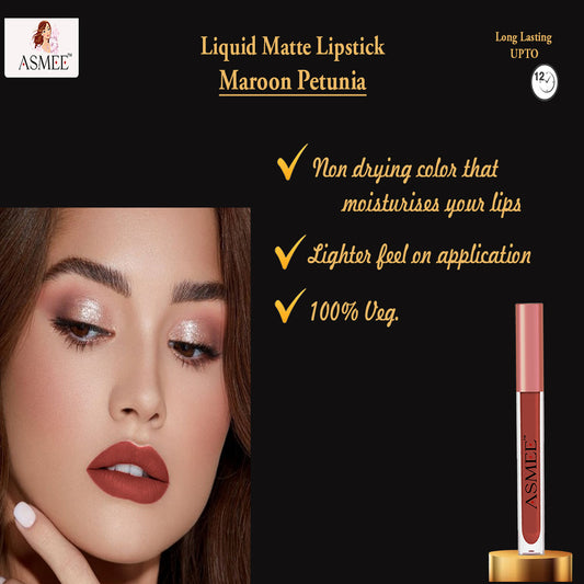 Asmee Liquid Matte lipstick - Maroon Petunia