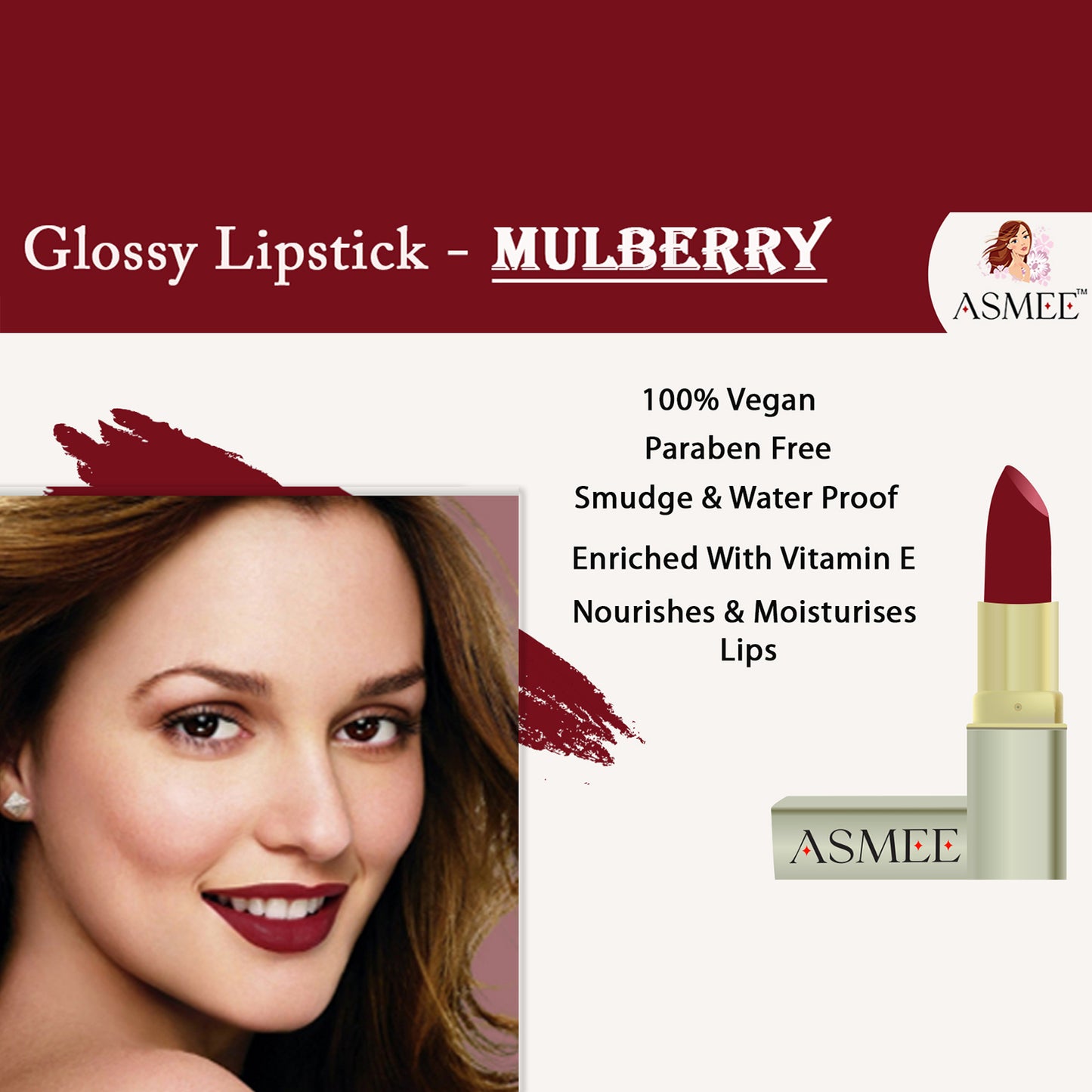 Asmee Glossy Lipstick - Mulberry