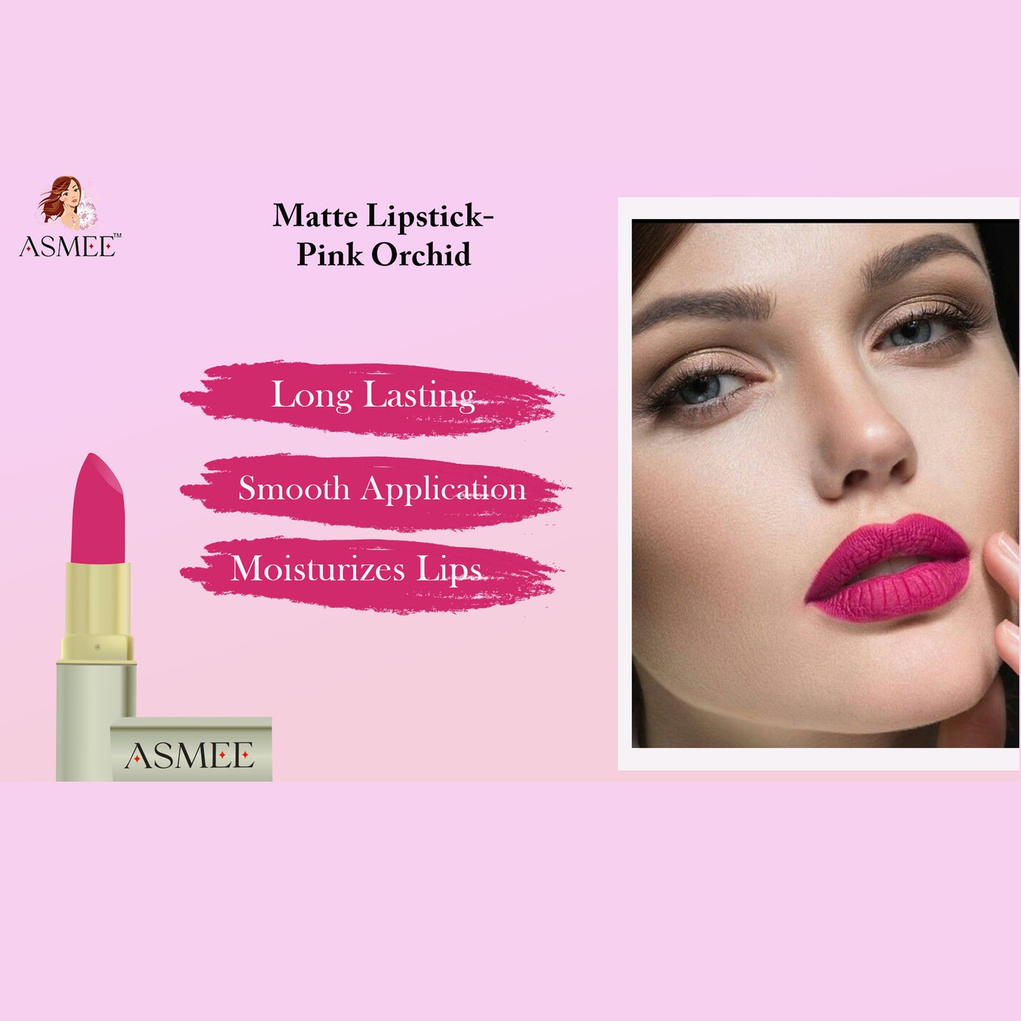 Asmee Liquid Lipstick - Ruby Red  &  Get Matte Lipstick- Pink Orchid  Free