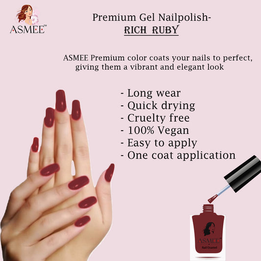 Asmee Premium Gel Nail Polish - Rich Ruby