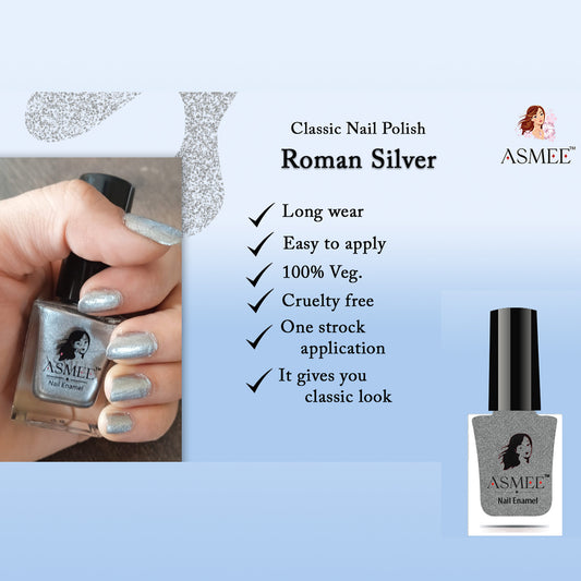 Asmee Classic Nail Polish - Roman Silver