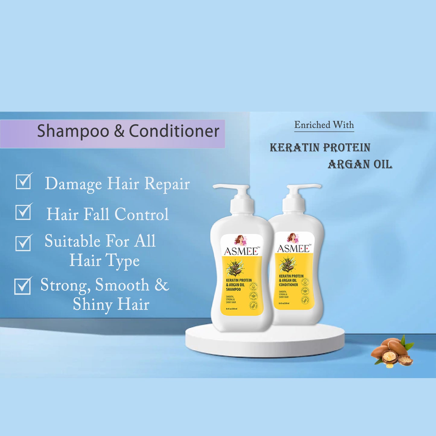 Combo of Keratin Protein & Argan oil Shampoo & Conditioner