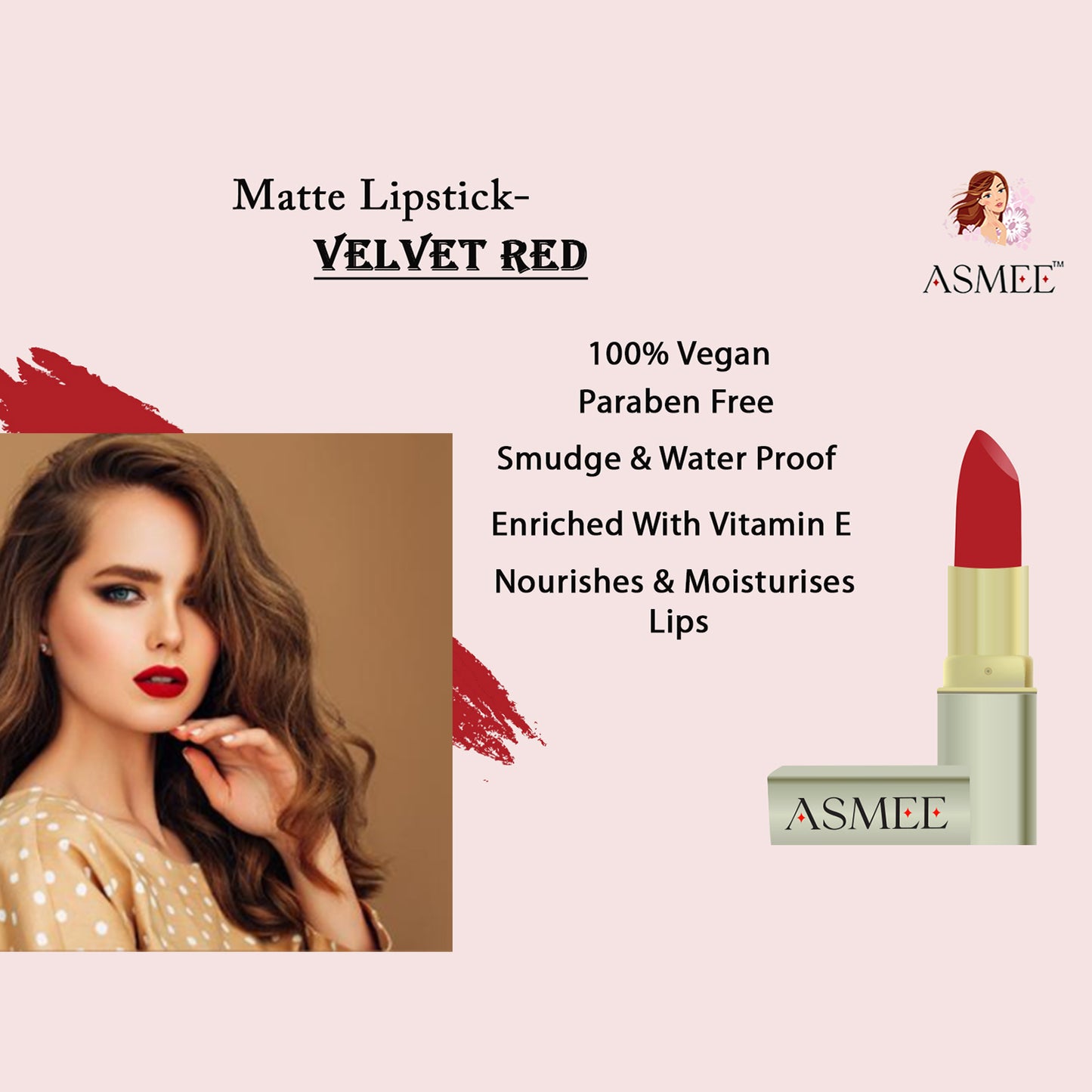 Asmee Liquid Lipstick -Maroon Petunia  &  Get Matte Lipstick- Velvet Red Free