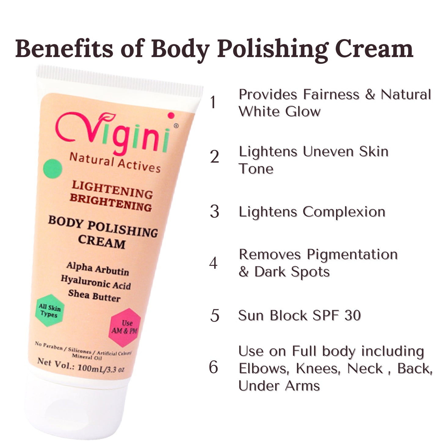 Lightening Brightening Body polishing cream with SPF30 -100gm