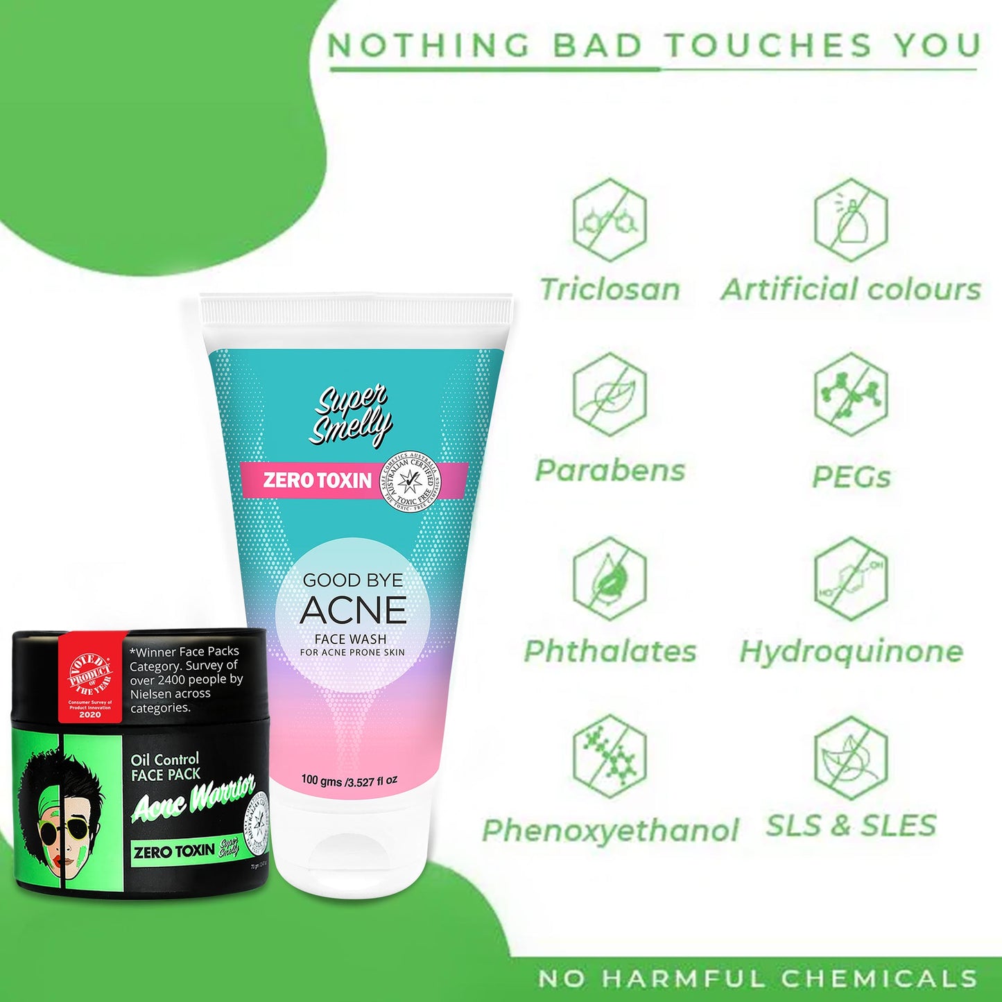 Goodbye Acne Face wash and Acne Warrior Face Pack Combo