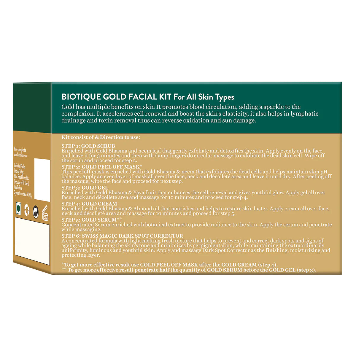 Gold Radiance Young Skin Facial Kit 5x10g+15g