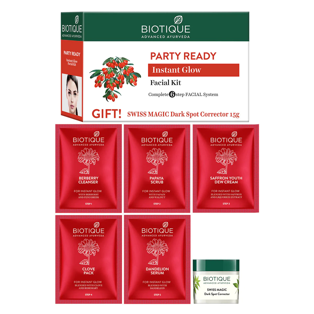 Party Ready Instant Glow Facial Kit (5x10g+15g)