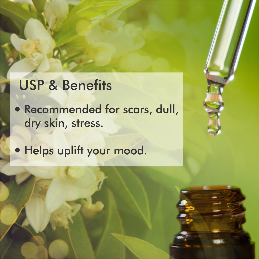 Neroli Essential Oil, For Skin Moisturization, Stress & Anxiety Reliever, Face, Hair Care, Excellent for Aromatherapy - 10ml