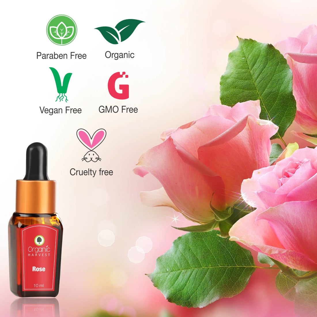 Rose Essential Oil, Calms & Soothes Skin, Fight Depression Face, Hair Care, Excellent for Aromatherapy - 10ml