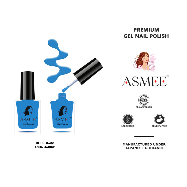 Asmee Combo of 4 Gel Nail Polish - Rich Ruby, Amethyst, Aqua Marine, Mustard Yellow