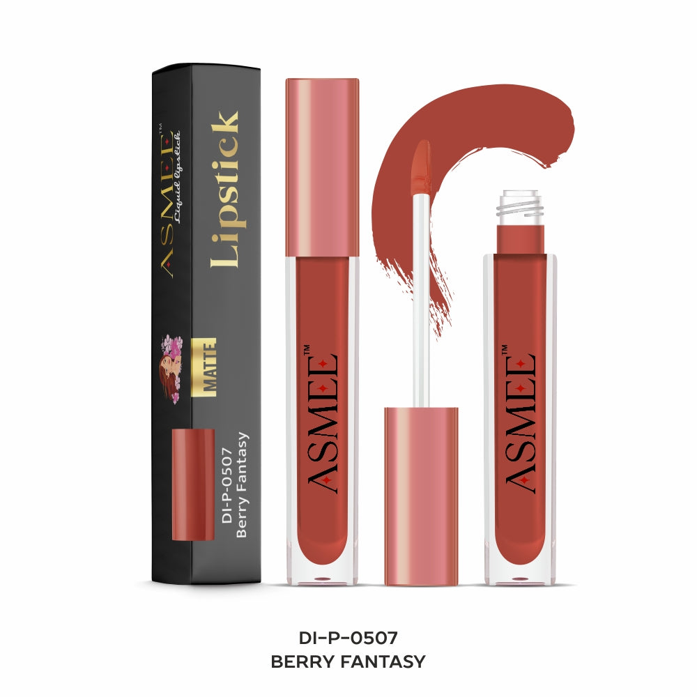 Asmee Liquid Lipstick - Berry Fantasy  &  Get Matte Lipstick- French Rose Free