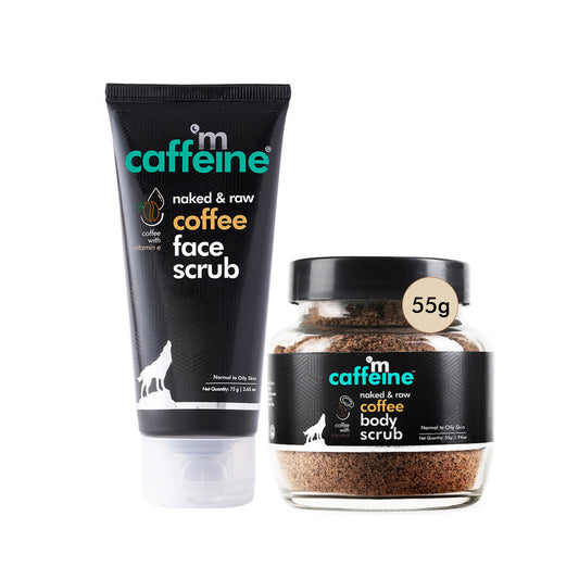 mCaffeine Coffee Body Scrub (55 gm) & Espresso Coffee Face Scrub (75 gm) Duo