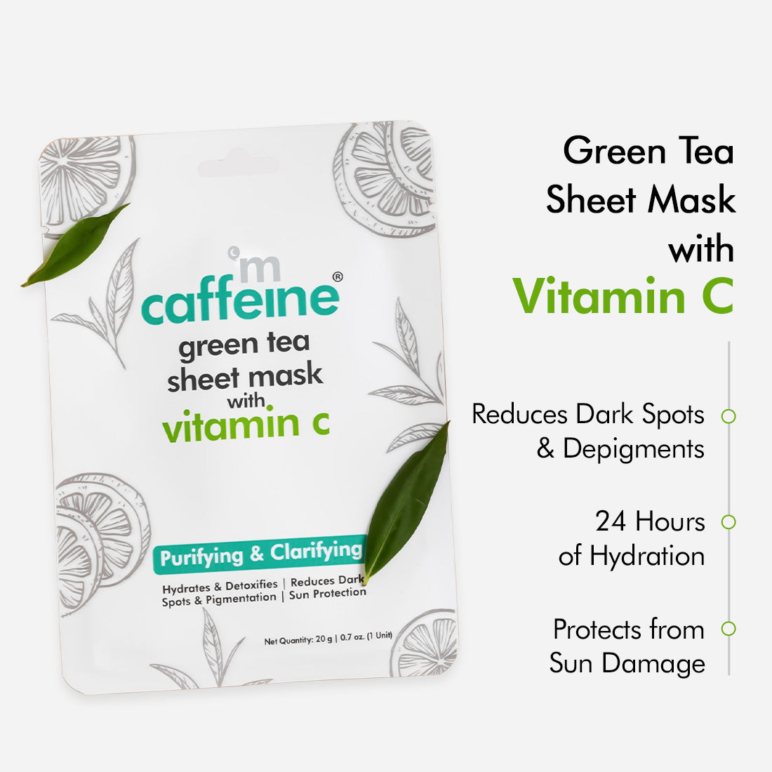 mCaffeine Green tea sheet mask (Pack of3)