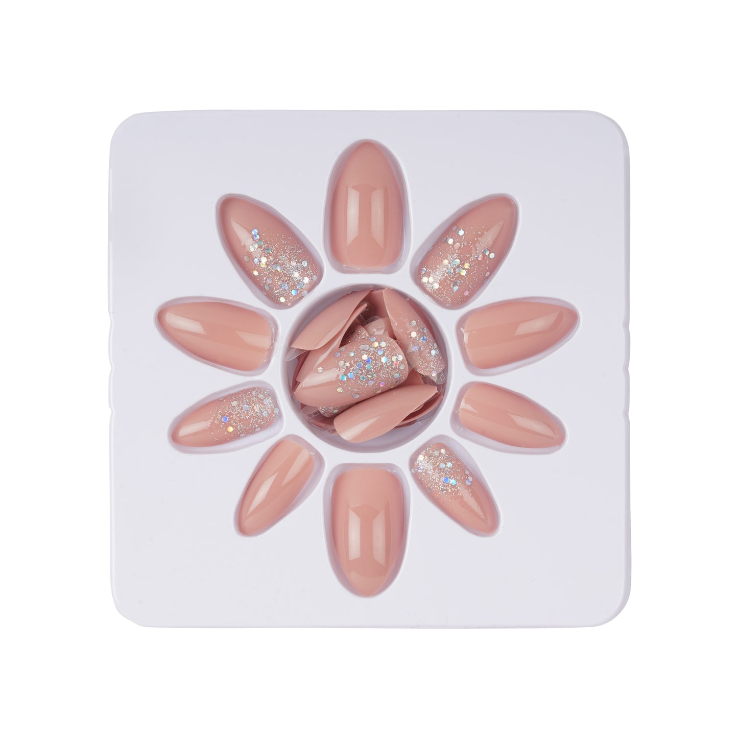 Stick On Nails |  Beige Artificial Reusable Acrylic Press on Nails With Quick Dry Nail Glue